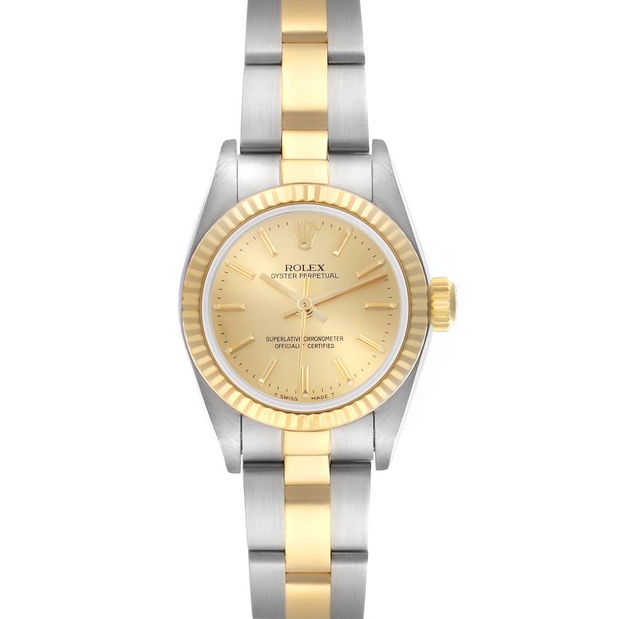 Rolex Oyster Perpetual Champagne Steel Yellow Gold Ladies Watch 67193