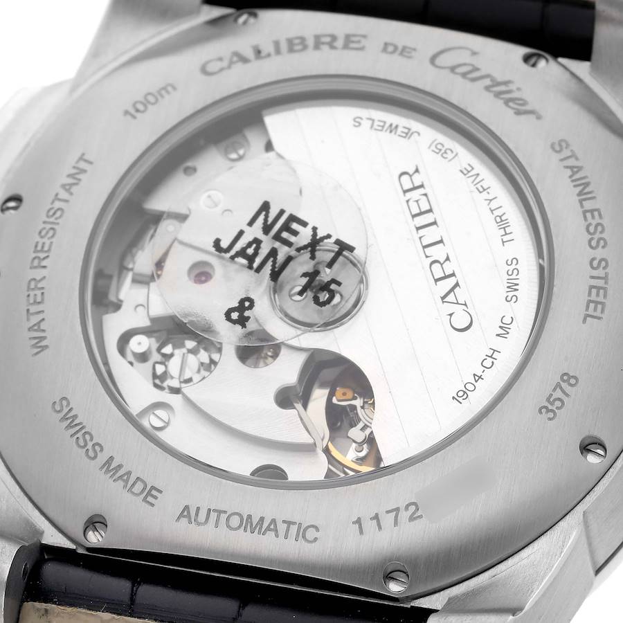 Cartier Calibre Chronograph Black Dial Steel Mens Watch W7100060 Paper