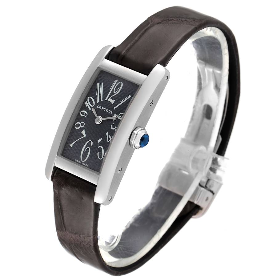 Cartier Tank Americaine Grey Dial White Gold Ladies Watch W2605129