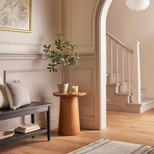 Wooden Round Pedestal Bedside Table