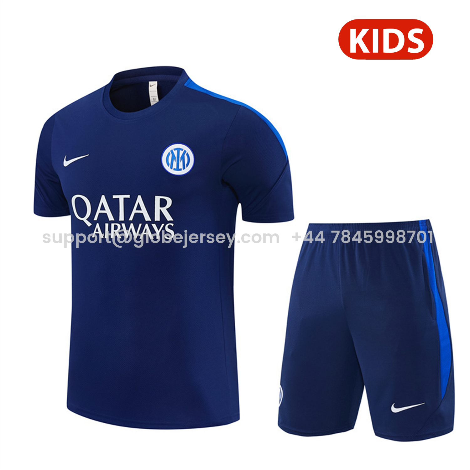 Inter Milan 26-27 Short-Sleeve Kids Training Set - Deep Blue Top & Shorts