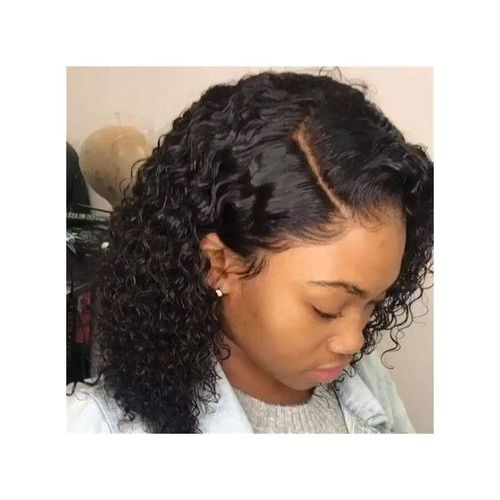 Women's Short Black Curly Wig And Lace Headgear - Free hair accessories
