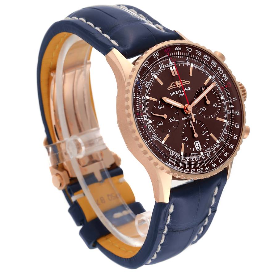Breitling Navitimer B01 41mm Limited Edition Rose Gold Brown Dial Mens Watch RB0139