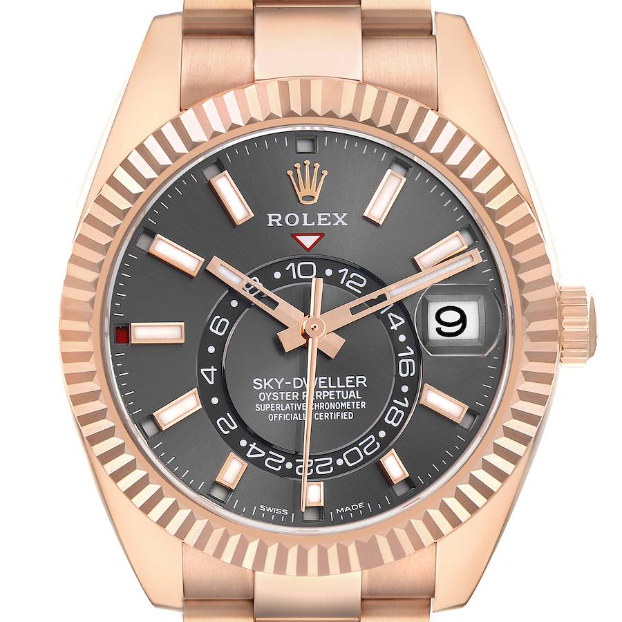 Rolex Sky-Dweller Rose Gold Slate Dial Mens Watch 326935