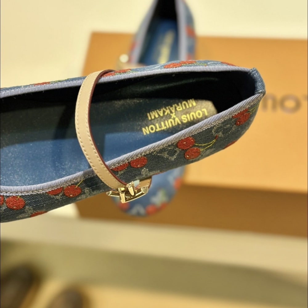 Louis Vuitton X Takashi Murakami Romy Flat Ballerina Monogram Cherry Denim 1Ahkov