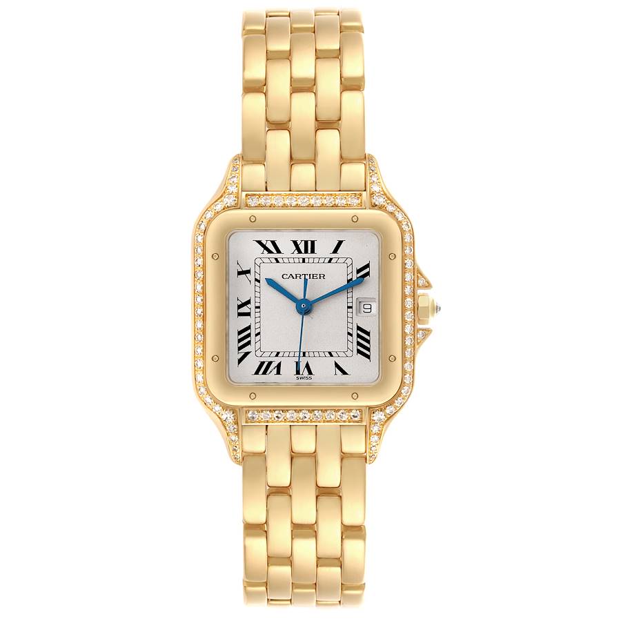 Cartier Panthere Yellow Gold Diamond Mens Watch 883969