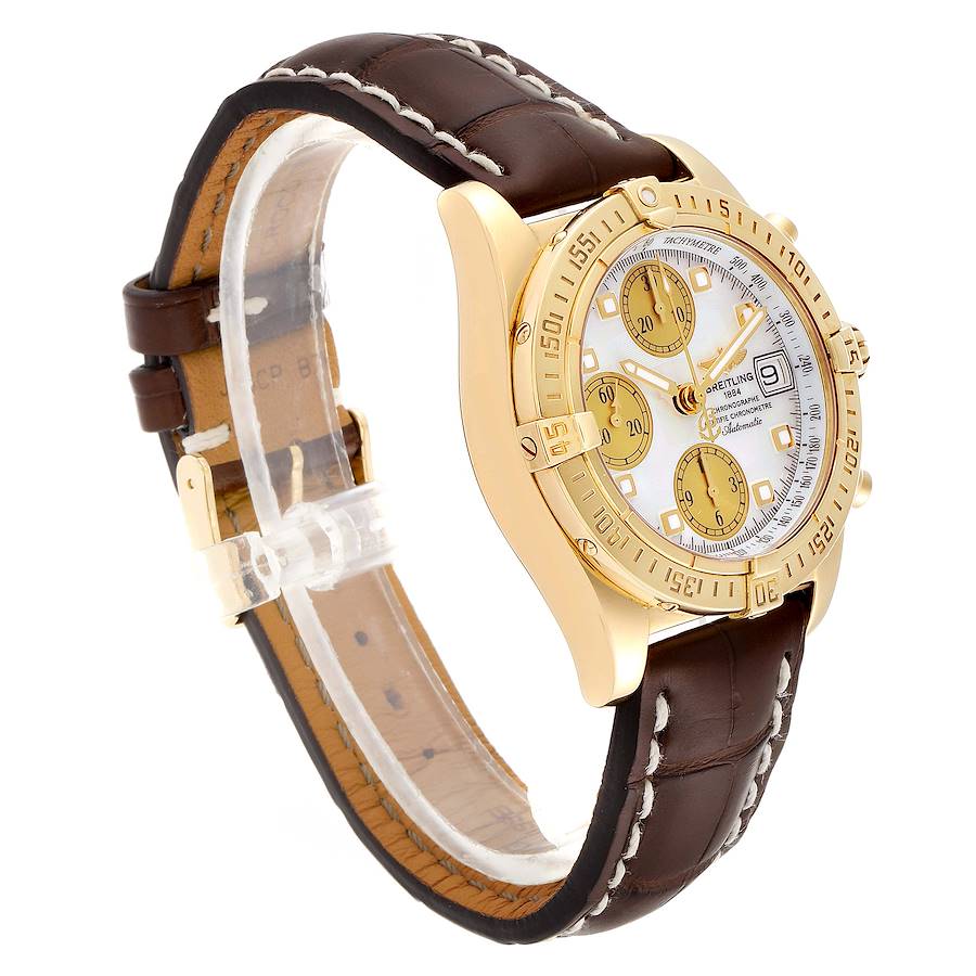 Breitling Windrider Cockpit Yellow Gold Mother of Pearl Mens Watch K13358