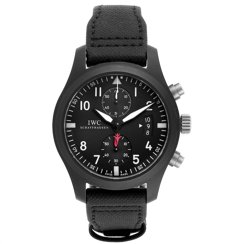 IWC Pilot Top Gun Chronograph Ceramic Titanium Mens Watch IW388001