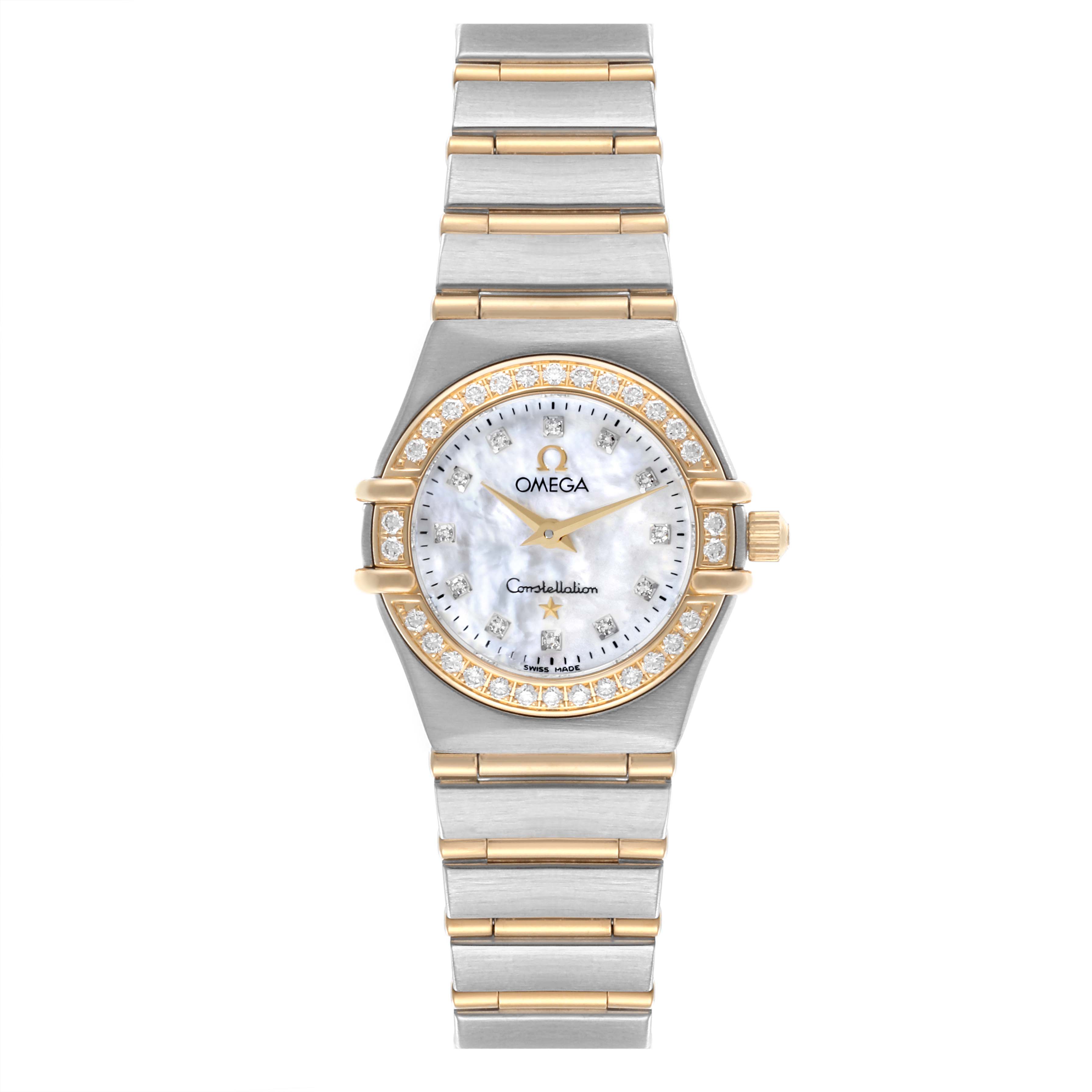 Omega Constellation 95 Mother of Pearl Diamond Yellow Gold Steel Ladies Watch 22.25 MM 1267.75.00