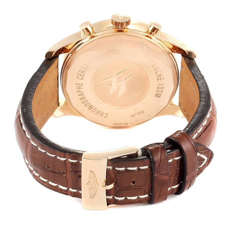 Breitling Transocean Chronograph Unitime Rose Gold Watch RB0510