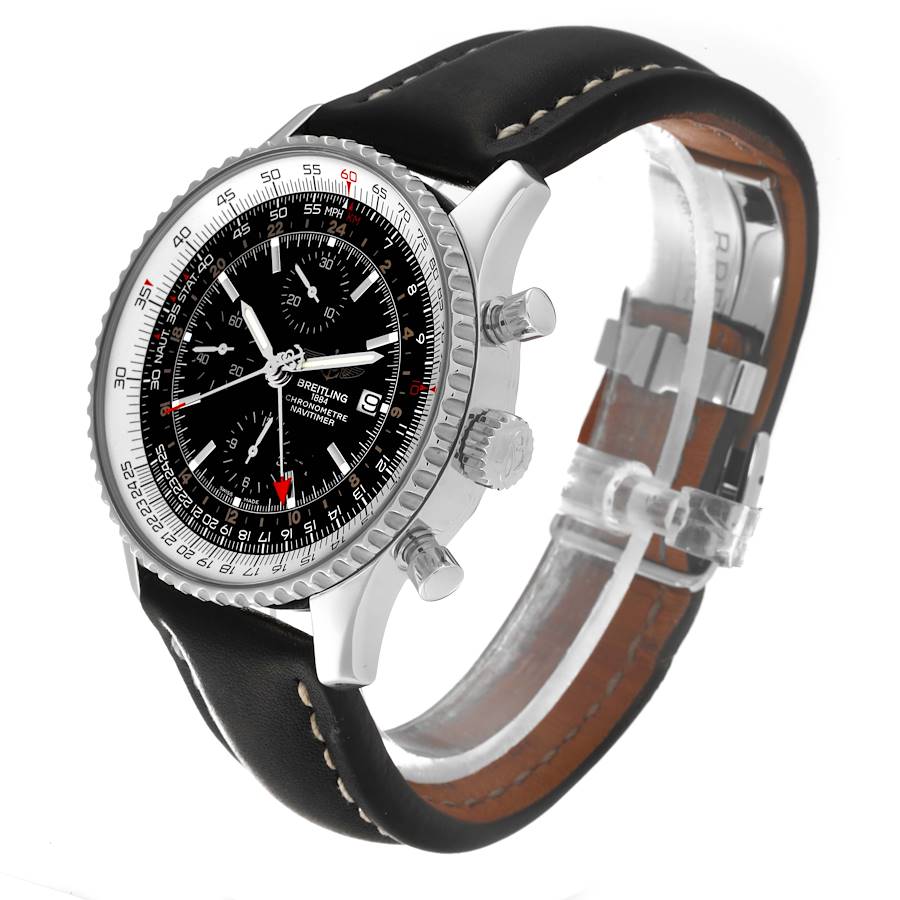 Breitling Navitimer World Black Dial Steel Mens Watch A24322