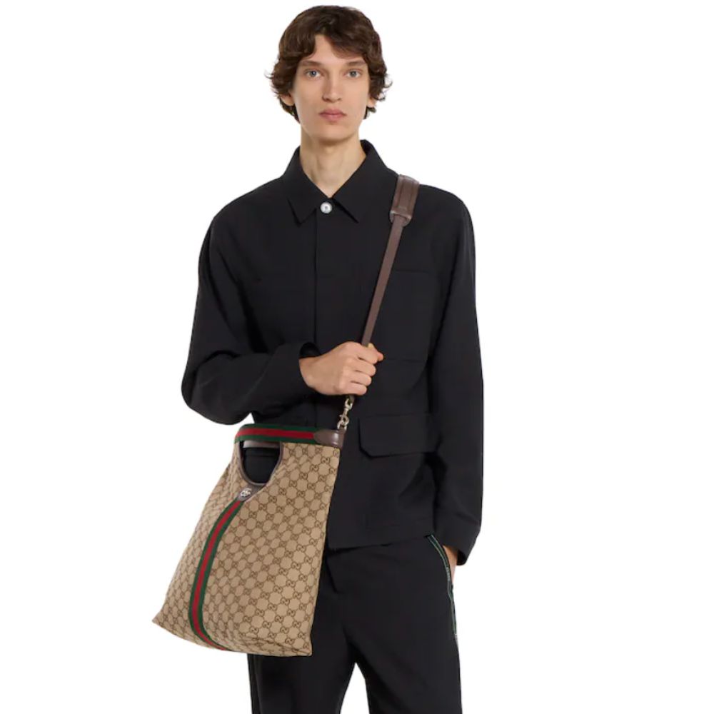 Gucci Giglio Large Tote Bag Beige And Brown GG Canvas 36Cm 865452 FAFZE 9871