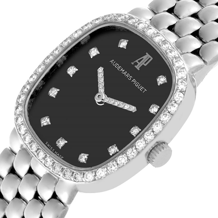 Audemars Piguet White Gold Black Diamond Dial Ladies Watch