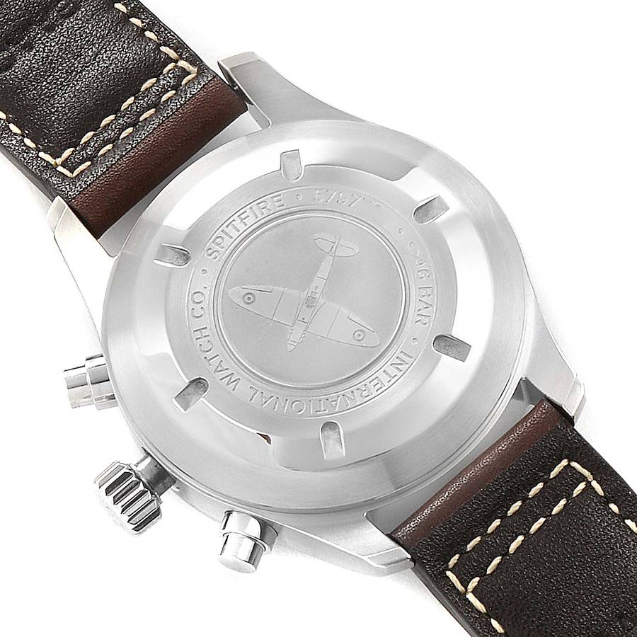 IWC Spitfire Pilot Steel Black Dial Chronograph Mens Watch IW387903