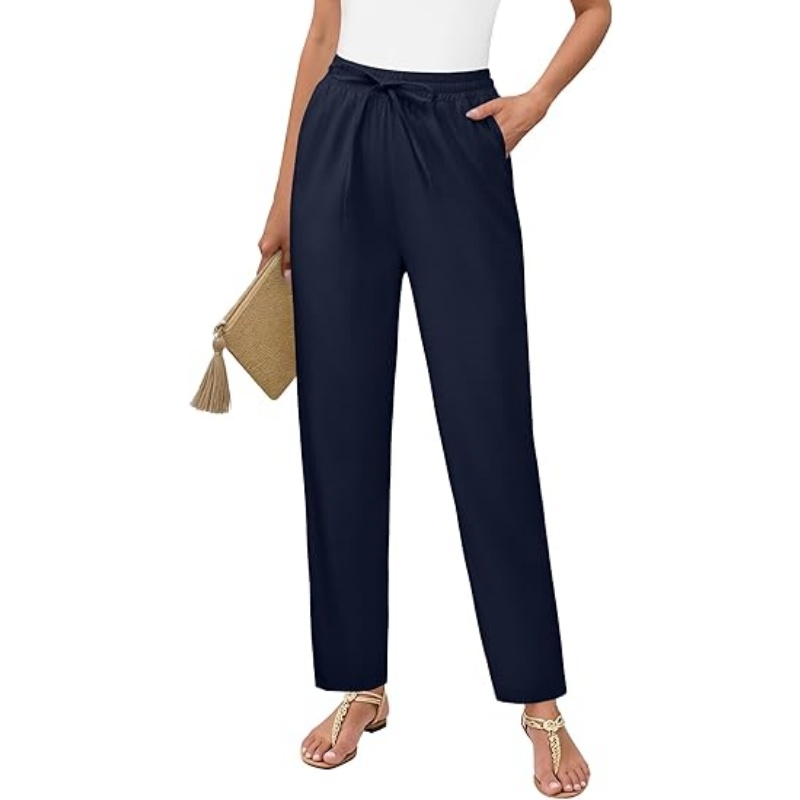 Womens Cropped Linen Pants