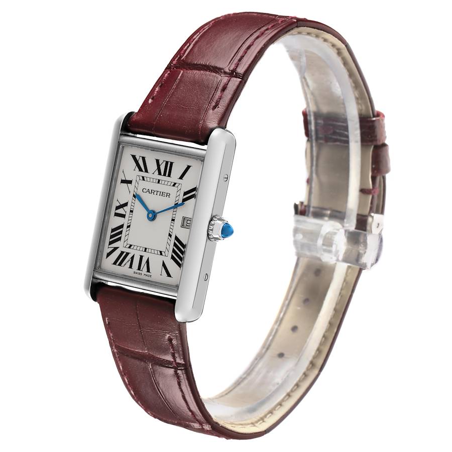 Cartier Tank Louis Large White Gold Brown Strap Mens Watch W1540956