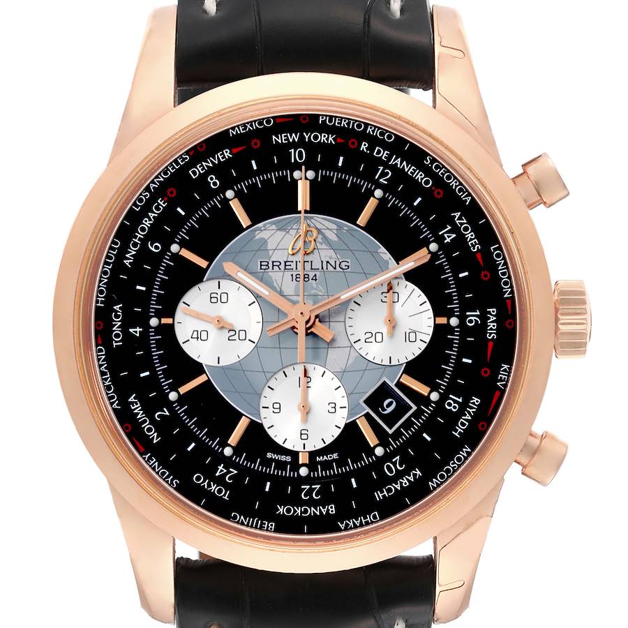 Breitling Transocean Chronograph Unitime Rose Gold Watch RB0510