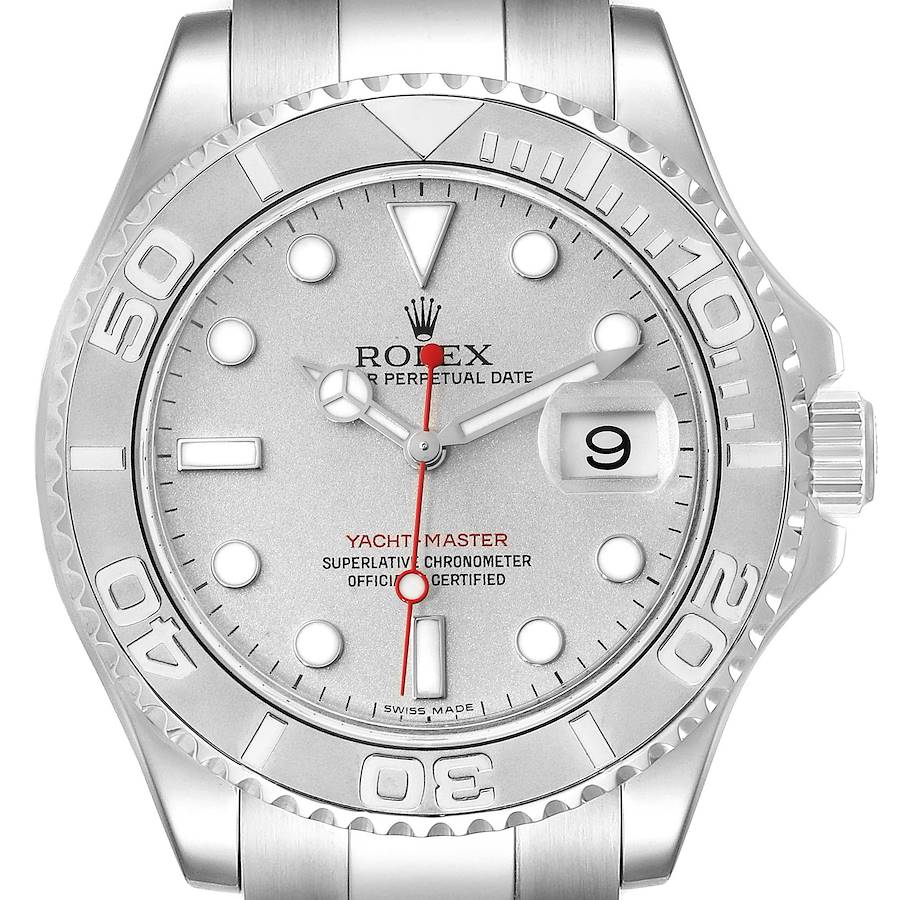 Rolex Yachtmaster 40mm Steel Platinum Dial Platinum Bezel Mens Watch 16622