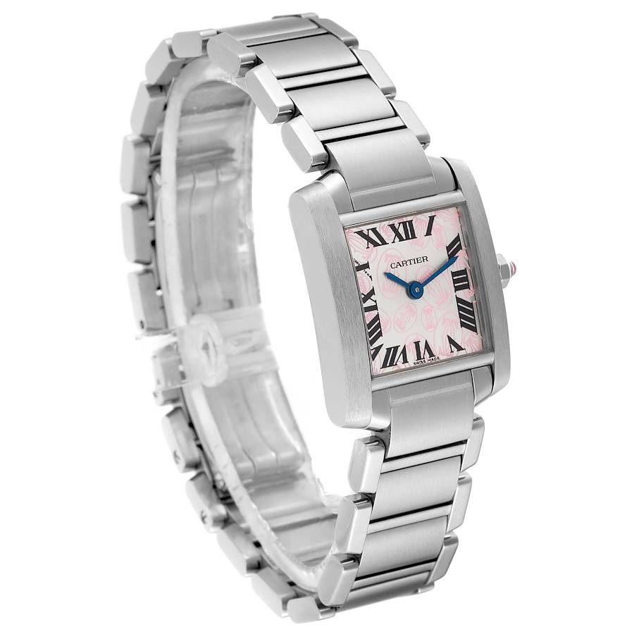 Cartier Tank Francaise Pink Double C Decor Steel Ladies Watch W51031Q3