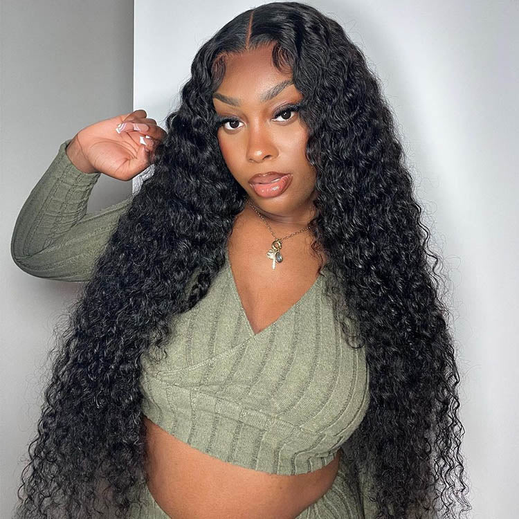 Megalook Bogo Free 5x5 Lace Closure Deep Wave Wigs Natural Black Realistic Hairline Preplucked With Baby Hair