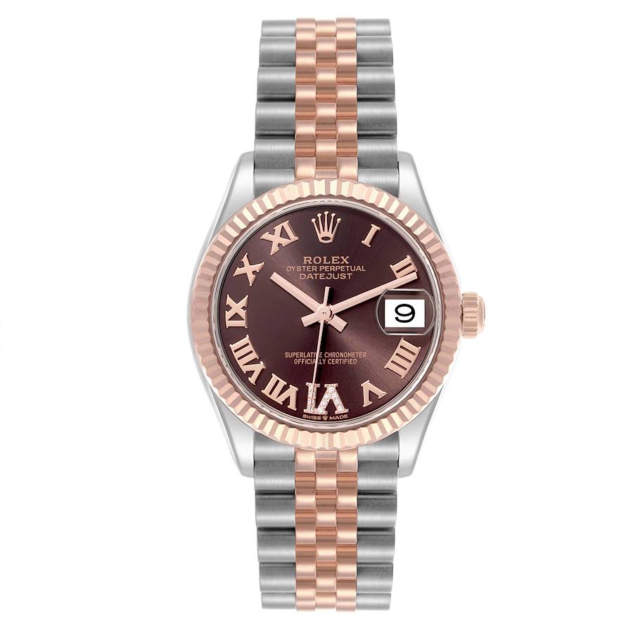 Rolex Datejust 31 Midsize Steel Rose Gold Brown Diamond Dial Ladies Watch 278271