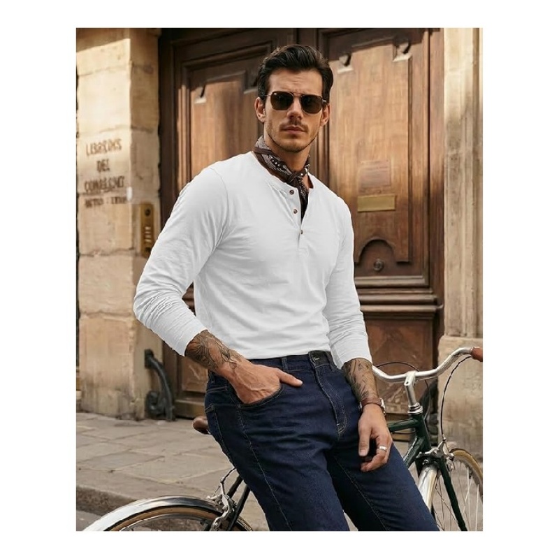 Men's Long Sleeve Henley Shirts