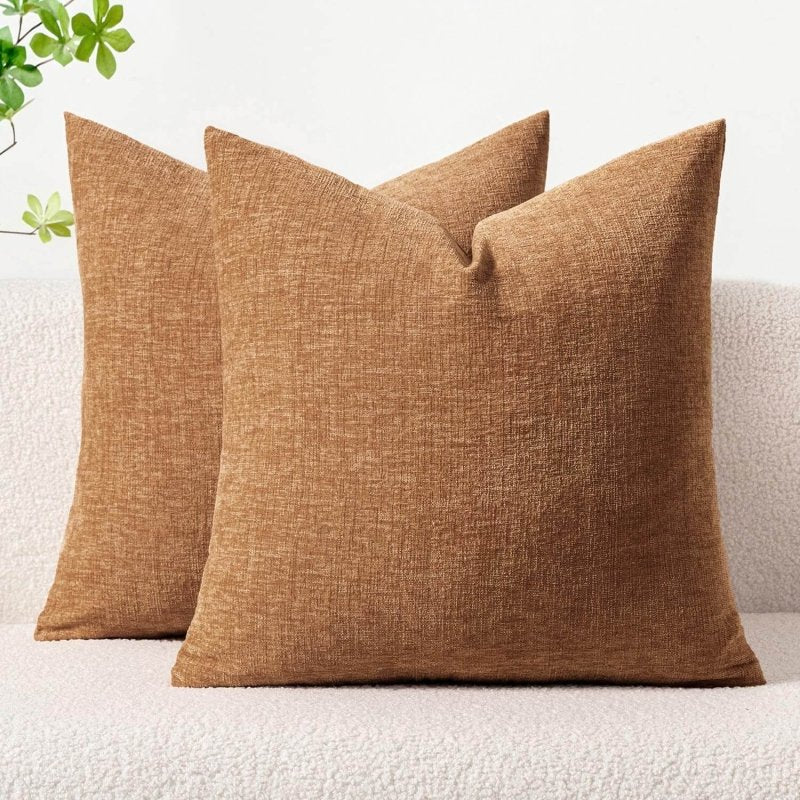 Soft Chenille Solid Dyed Pillow Covers (Pack of 2)