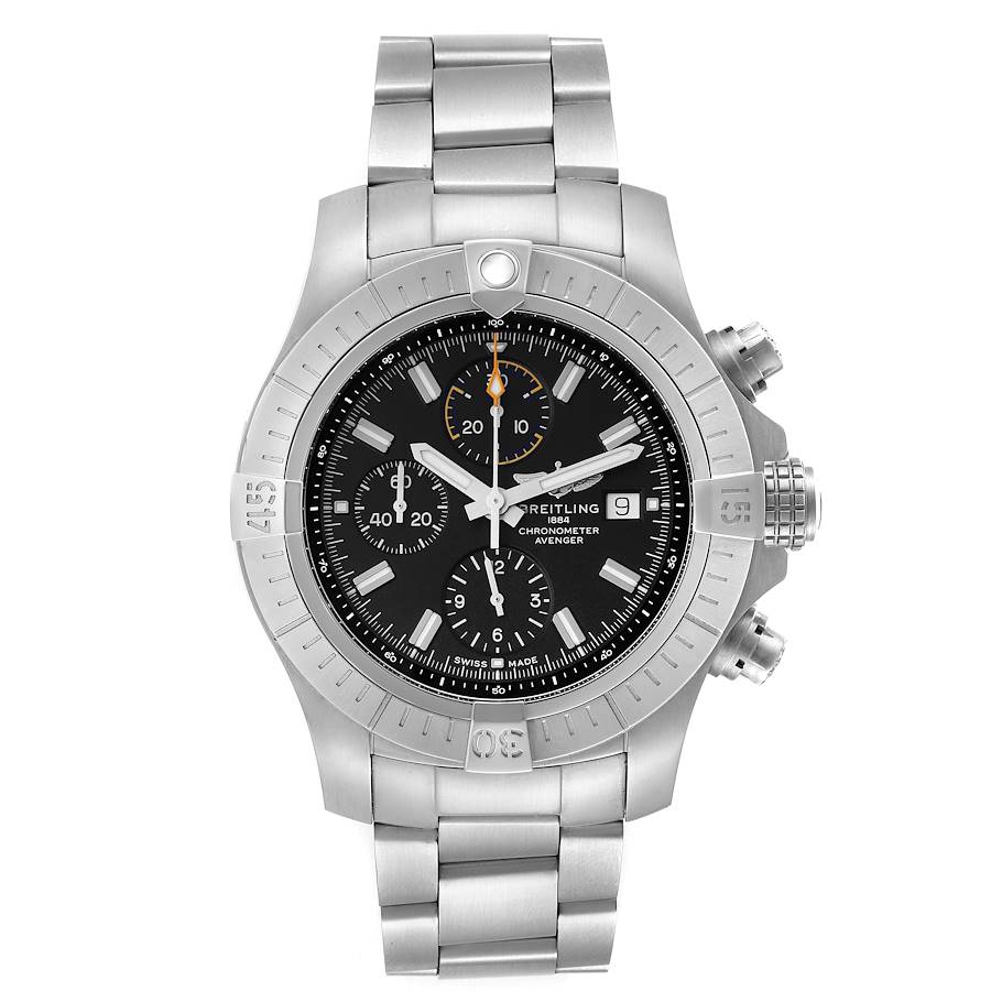 Breitling Avenger Chronograph 45 Black Dial Steel Mens Watch A13317