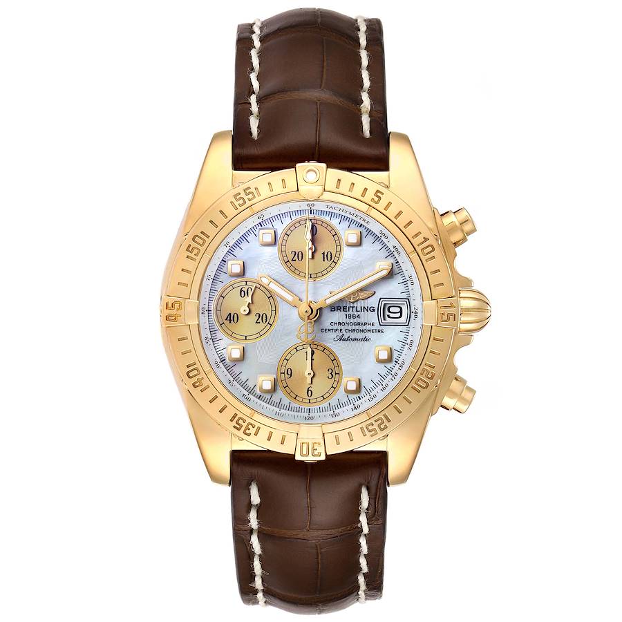 Breitling Windrider Cockpit Yellow Gold Mother of Pearl Mens Watch K13358