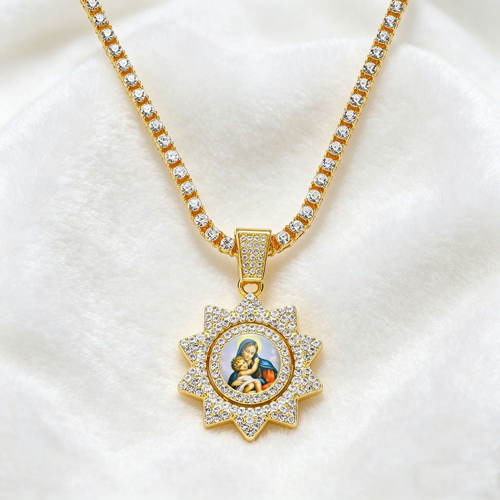 Spinning Virgin Mary Sunburst Talisman Necklace ✨ Divine Mother Protection & Spiritual Blessing Energy