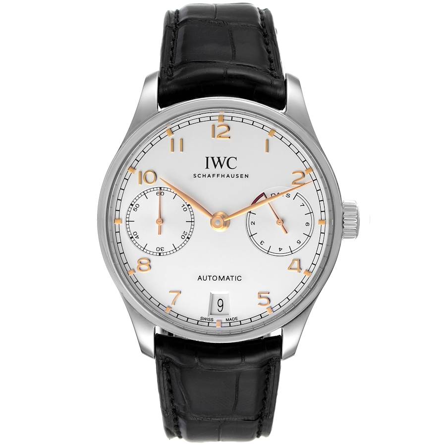 IWC Portugieser 7 Day Steel Silver Dial Mens Watch IW500704