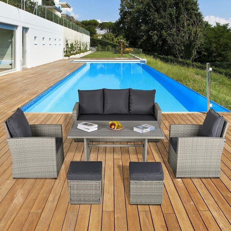 Wicker/Rattan 7 - Person Seating Group with Cushions