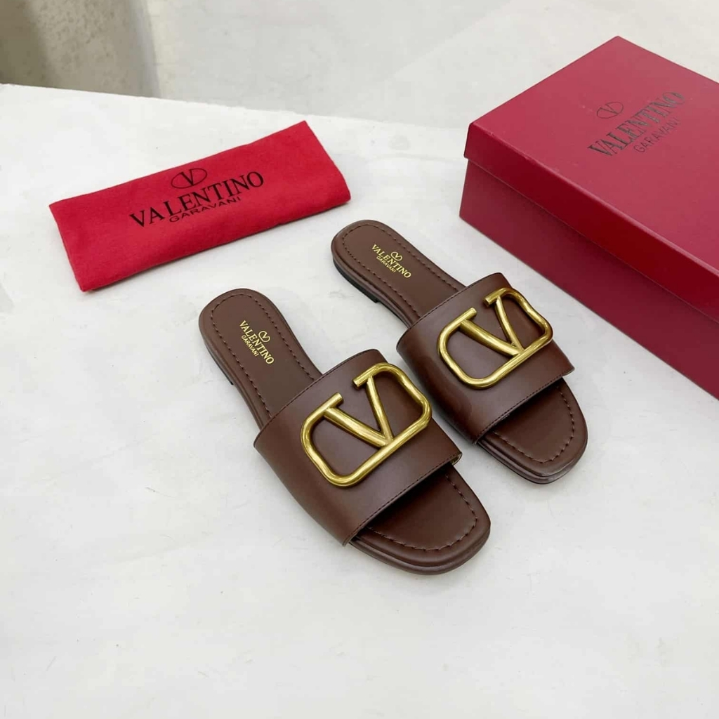 Valentino Garavani Vlogo Signature Slide Sandal Brown 6W2S0BD5DSH HG5