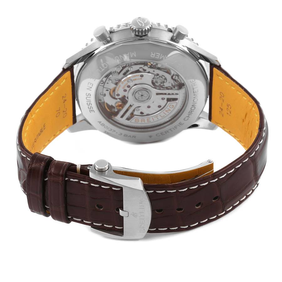 Breitling Navitimer 01 Blue Dial Brown Strap Steel Mens Watch AB0137
