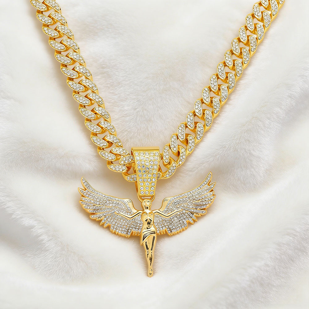 Archangel Winged Guardian Pendant - Divine Protection & Abundance Cuban Chain