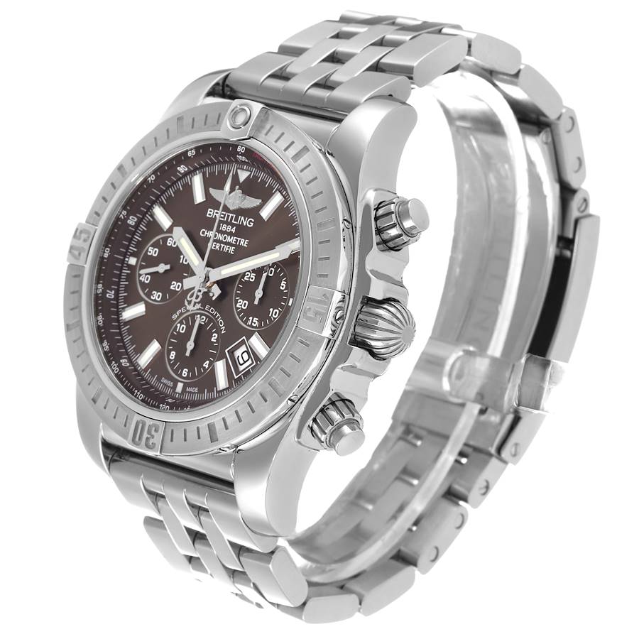 Breitling Chronomat 44 Airbourne Brown Dial Steel Mens Watch AB0115