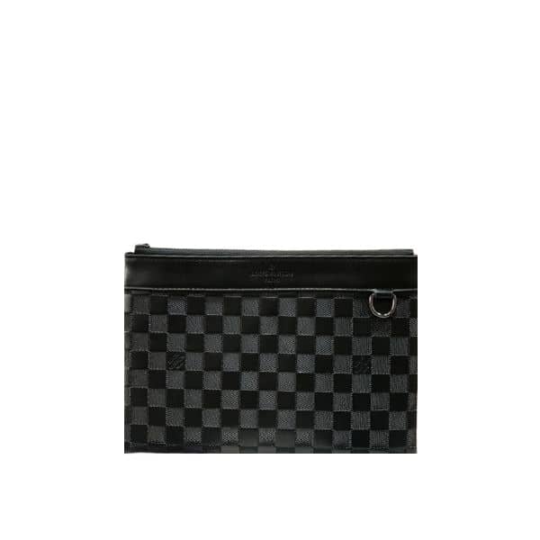 Louis Vuitton Voyage Pochette Damier Infini Leather Black 33Cm