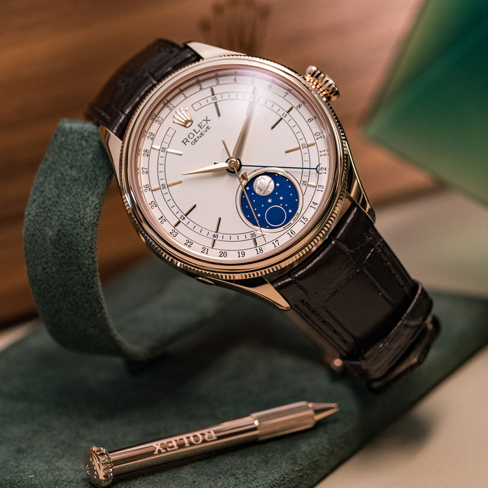 Rolex Cellini Moonphase White Dial Rose Gold 39mm Mens Watch 50535 New