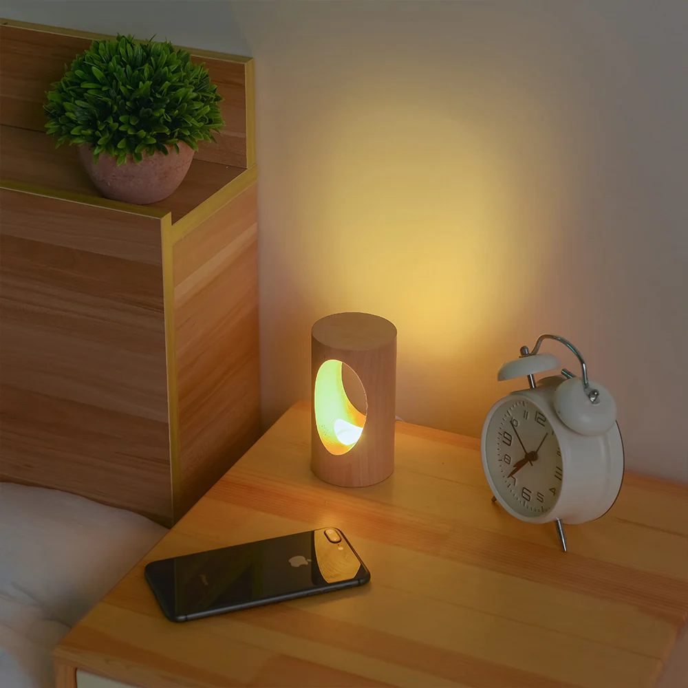 Solid wood reading lamp