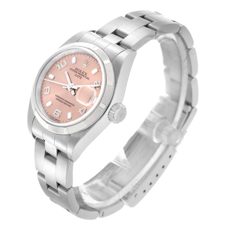 Rolex Date Salmon Dial Oyster Bracelet Steel Ladies Watch 79190