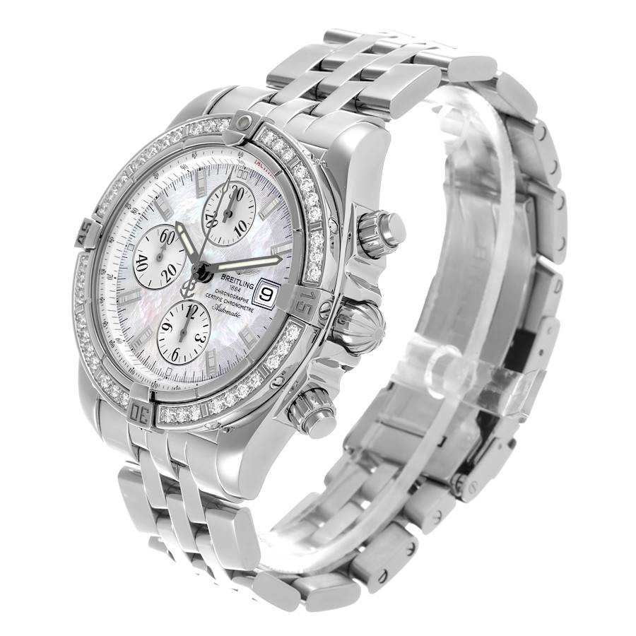 Breitling Chronomat Evolution MOP Dial Diamond Steel Mens Watch A13356