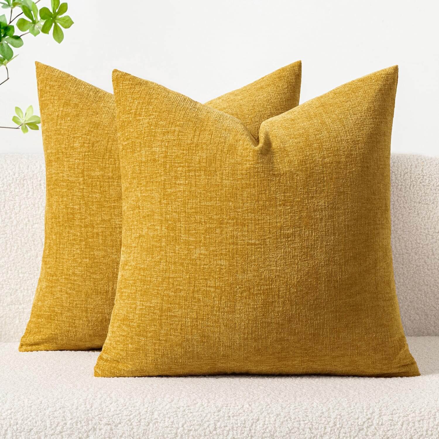 Soft Chenille Solid Dyed Pillow Covers (Pack of 2)