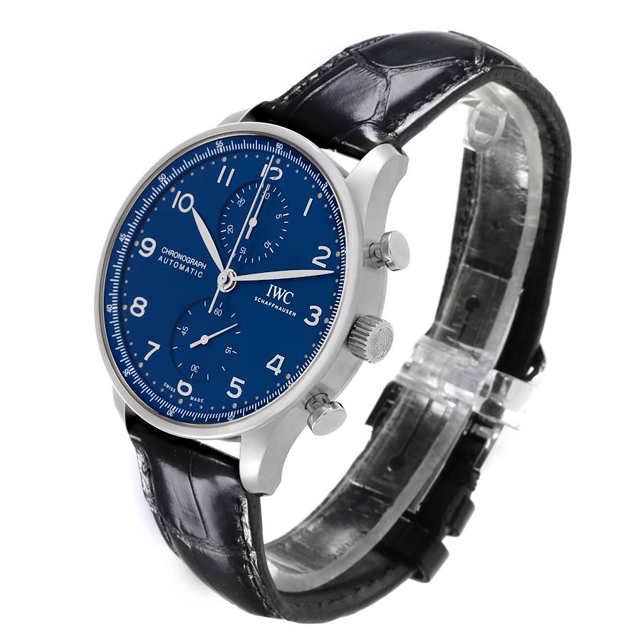 IWC Portugieser Chronograph Steel Blue Dial Mens Watch IW371606
