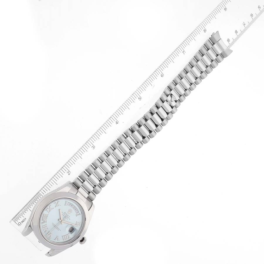 Rolex President Day-Date II Blue Diamond Dial Platinum Mens Watch 218206