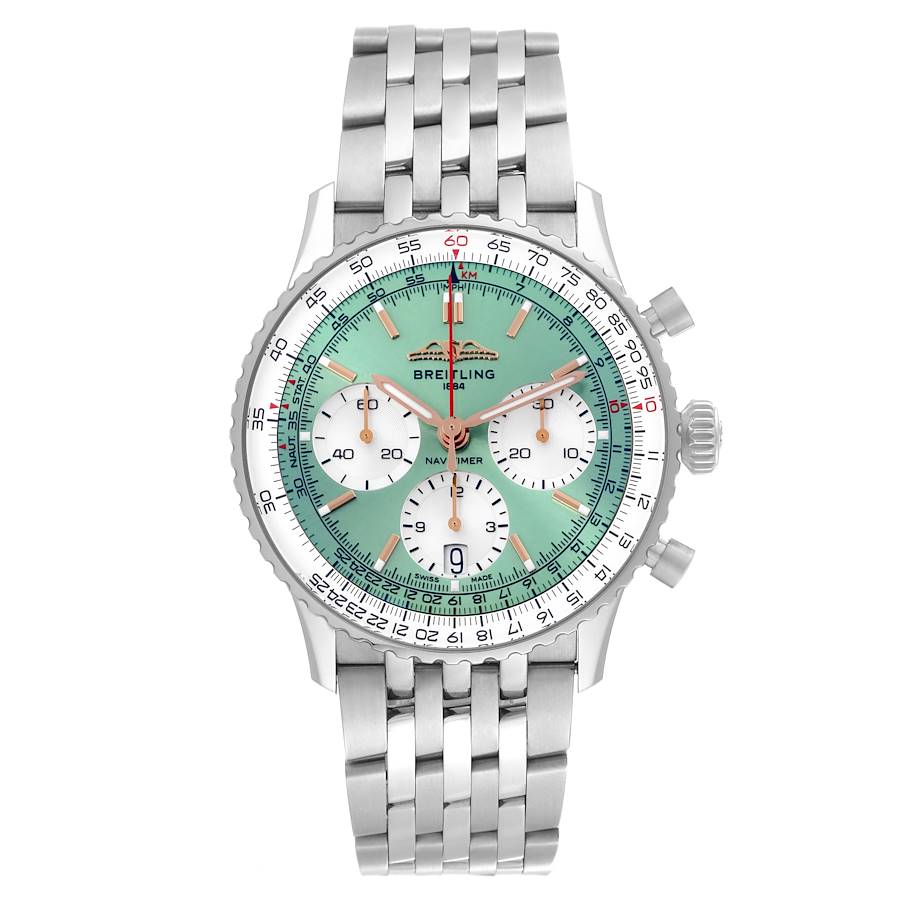 Breitling Navitimer B01 41 Green Dial Steel Mens Watch AB0139