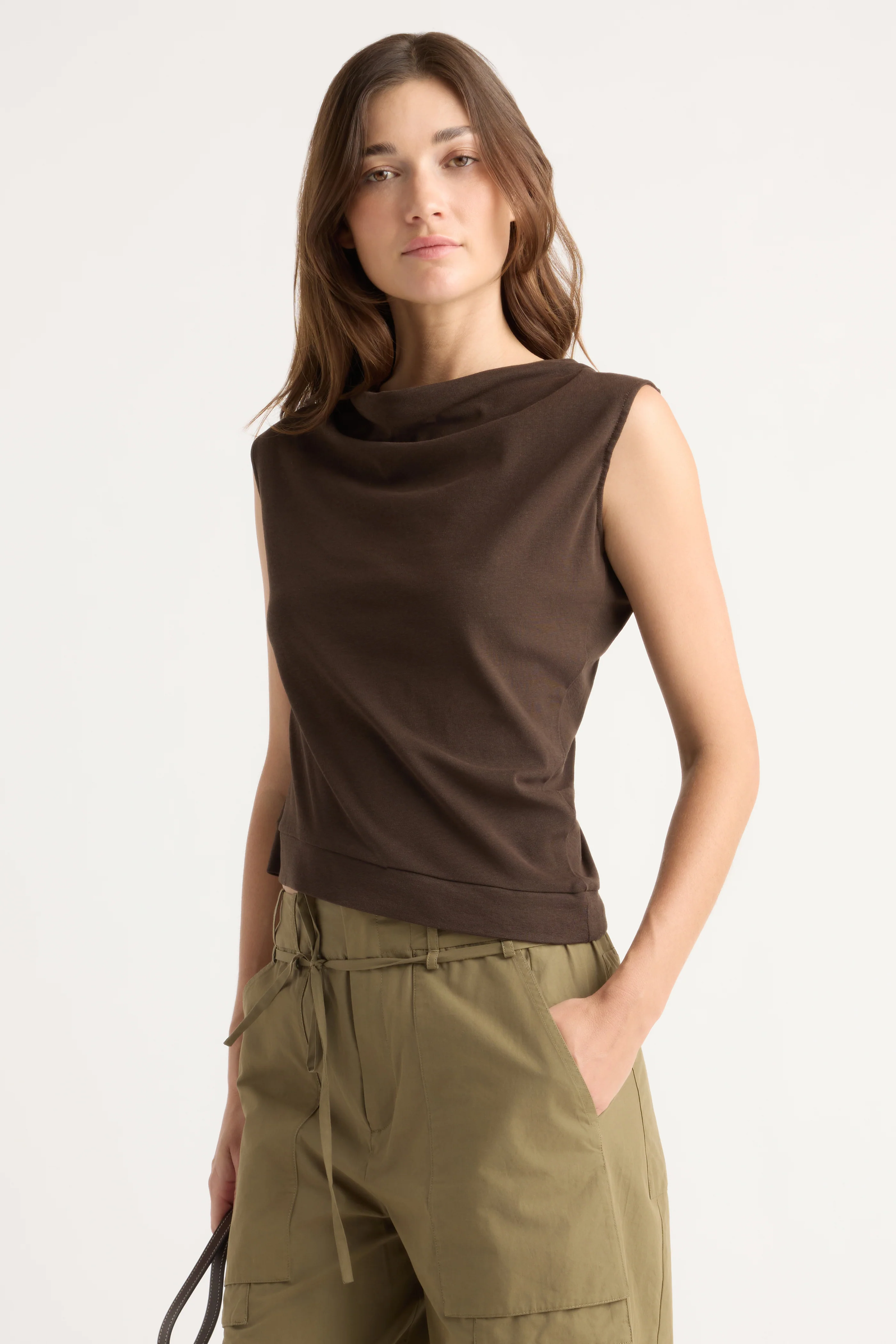 Joss Cotton-Linen Draped Tee