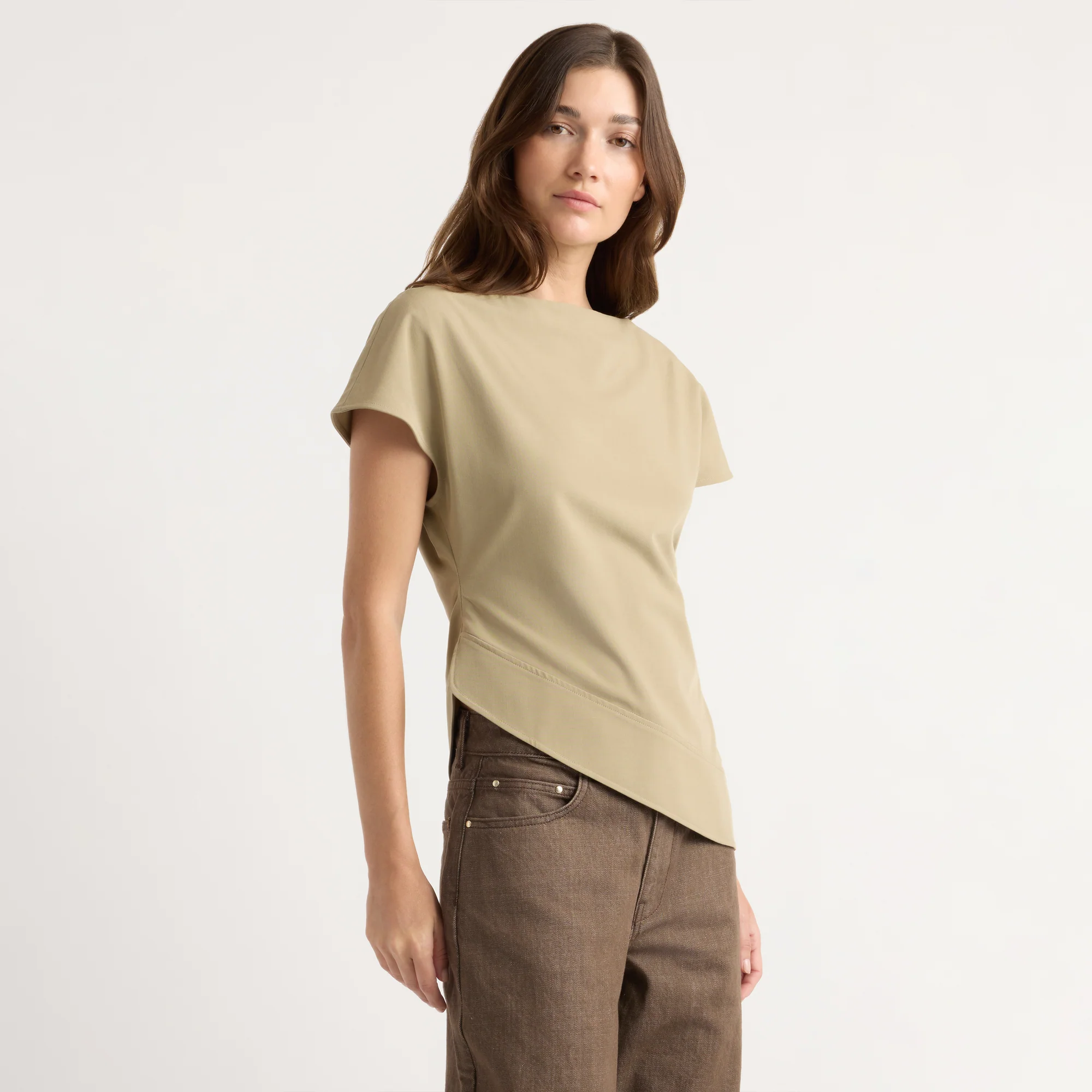 McKenna Sculpted Asymmetric-Hem Blouse