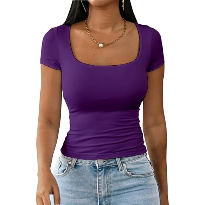 Womens Summer Sexy Square Neck Tops