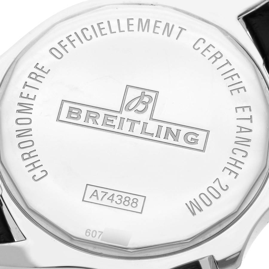 Breitling Colt Black Dial Leather Strap Steel Mens Watch A74388