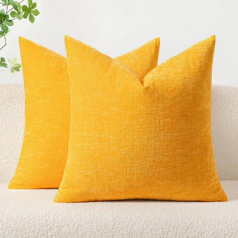 Soft Chenille Solid Dyed Pillow Covers (Pack of 2)